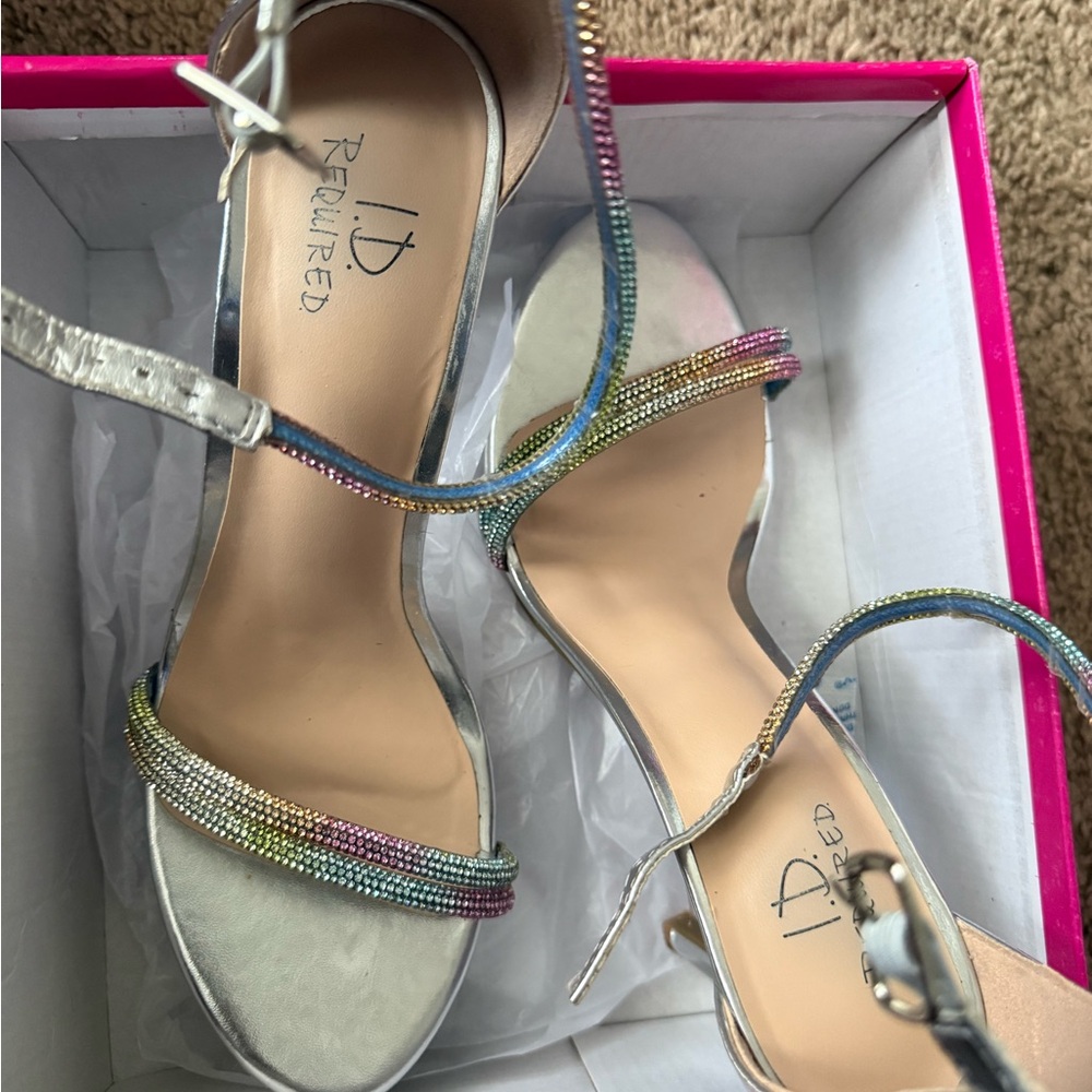 Silver and Multicolor Women's Heels